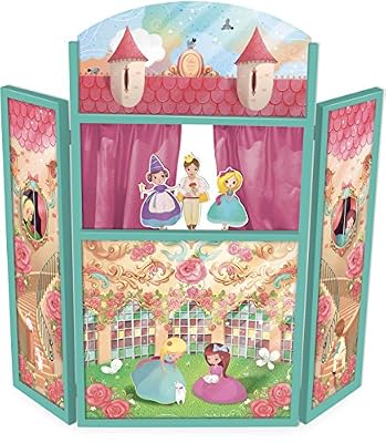 Vilac - 1207 - Théâtre Triptyque Des Princesses En Bois + Marionnettes