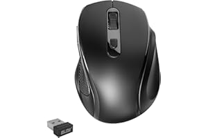 ELI73 Wireless Mouse for Laptop, 3200 DPI Optical, 2.4G Ergonomic Computer Mouse, 24 Months Battery, 6 Buttons Cordless Mouse, Portable Optical USB Mouse for PC Windows Mac Chromebook (Black)