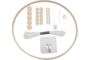 BYNYXI Cadre mobile en bois bricolage, carillon éolien en bois fait à la main pour lit bébé, cloche de lit naturelle avec perles en bois, étoiles, kit de bricolage mobile pour bébé pour chambre denfant