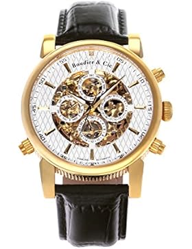 Automatik Armbanduhr von Boudier & Cie für Männer mit einem echten Diamanten mit Weißem Zifferblatt Analoger Anzeige...