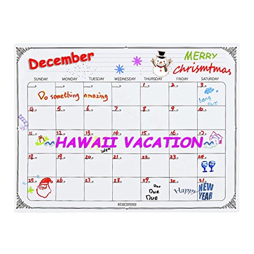 Newcomdigi Monatsplaner Kalender Whiteboard Tafelfolie Magnettafel 40x 30cm mit 3 Kreidemarker