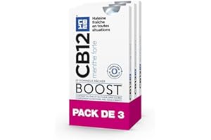 CB12 - Boost - Gomme à mâcher haleine fraîche – Menthe forte sans sucres – Contient zinc & fluorure – Prévient la mauvaise haleine – Fraîcheur instantanée – Lot de 3x10 chewing-gum