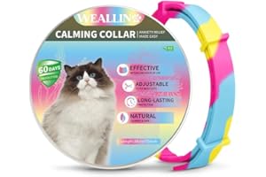 WEALLIN Collare Calmante per Gatti, Regolabile e Impermeabile Collari Calmanti, 60 Giorni di Protezione, Rilievo di Ansia Collare ai Feromoni per Gatti di Taglia Piccola, Media e Grande(1pz）, Arcobaleno