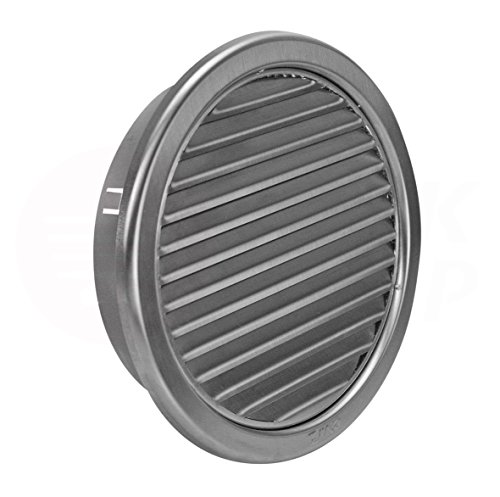Wetterschutz Lamellen Edelstahl Lüftungsgitter Ø 150 mm Zuluft Abluft rund mit Insektennetz Garage Küche Bad Wand Lufthaube