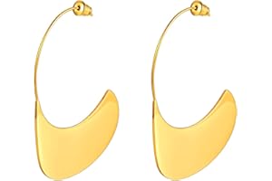 FOCALOOK Donna Orecchini Cerchio Semicerchio Orecchini a Lobo Pendeni Grandi in Ottone, Stile Vintage Retro, Gioiello alla Moda Chic Delicato, Colore Oro, con Confezione, Regalo Per Ragazza