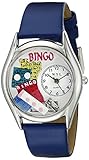Drollige Uhren Bingo Royal Blau und silberfarben, Unisex Armbanduhr Analog Leder S-0430002