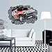 YESURPRISE® PVC Removable Vinyl Art Quote Wall Sticker Decal Bedroom Wallpaper Mural Paper House Room Decorative Home DIY Decoration CAR BROKE WALL 3D Effect