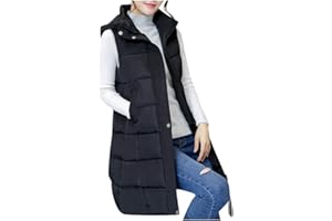 HHMY Lange Steppweste Damen - Leichte Steppweste Mit Kapuze Schlanke Weste Jacke Winter Steppjacke Ärmellose Kapuzenweste Tragbare Steppmantel Winddichte, S - 5XL