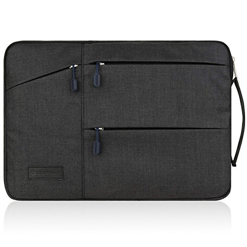 WIWU 13 Zoll Laptop Sleeve für MacBook Air 13,3 /MacBook Pro Retina 13,3/ Dell XPS 13/ Surface Pro 4 / Book Ultrabooks Hülle Tasche Multifunktionale Aktentasche mit Vordertaschen Leichte Nylon Schutzhülle ( Schwarz 13 Zoll)