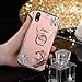 Produktbild EINFFHO iPhone XR Schutzhülle, Glänzend Glitzer Strass Blume Diamant Spiegel Handyhülle für Apple iPhone XR Silikon Hülle [Mit Bär Ringhalter] Schutz Bumper Etui, Roségold