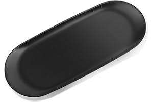 SALUBOHUM tacki do serwowania, dekoracyjna tacka ze stali nierdzewnej, owalna taca na ciasto, kosmetyki, biżuterię, świece, klucze (30 x 12 cm) (czarna)