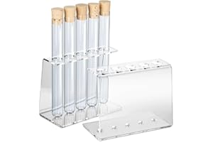 Tuuters Acryl Reagenzglasständer mit Reagenzglas, Reagenzglashalter, Gewürzregal, inklusive Natur-Korken (5-Loch Ø20mm + Glas)