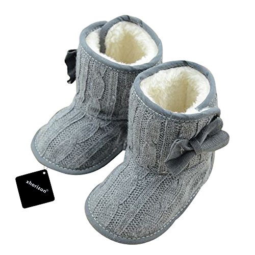 xhorizon TM FLK Baby Girls Kids Bow Knit Woolen Warm Soft Winter Toddler Boots Shoes Gift