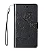 Price comparison product image Ecoway Butterfly embossed pattern PU Leather Stand Function Protective Cases Covers with Card Slot Holder Wallet Book Design Detachable Hand Strap for Huawei Y3 Y360 / Huawei Ascend Y360 - black