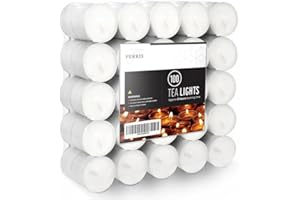 FERRIS | 8-Hour Premium Tea Light Candles - 100 Pack | Unscented, Clean-Burning Paraffin Wax | Lead-Free Cotton Wicks | Ideal for Home, Weddings, Parties, Spa, Indoor & Outdoor Use