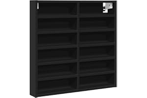 Gecheer Wall Shelves Floating Display Cabinet with 12 Shelves Living Room Office Bedroom Storage Open Shelves Vitrine Cabinet Black 60x8.5x58 cm Engineered Wood
