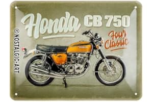 Nostalgic-Art Plaque vintage, Honda MC – CB750 Four – Idée de cadeau pour motards, en métal, Design rétro pour la décoration, 15 x 20 cm