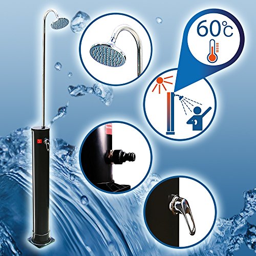 Nemaxx SD20X Edelstahl Solardusche – silber Gartendusche mit UV-beständigem Wassertank 20 Liter – mit Regenduschkopf - 5