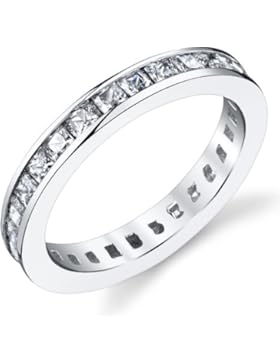 3MM Damen Sterling Silber 925 Verlobungsring,Ehering Mit Prinzessin Schnitt Zirkonia Bequemlichkeit Passen,Größe...