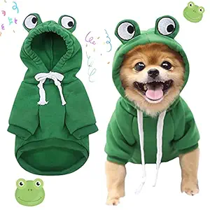 Pet Clothes Dogs Hooded Sweatshirt Fruit Warm Coat Pet Fruit Cat Winter Fleece Frog Sweater