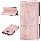 Sony Xperia M2 Case,BONROY® Sony Xperia M2 Maple leaf embossed pattern PU Leather Phone Holster Case, Flip Folio Book Case Wallet Cover with Stand Function, Card Slots Money Pouch Protective Leather Wallet Case for Sony Xperia M2