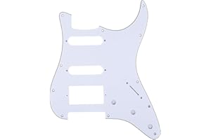 Musiclily Pro 11 Trous Moderne HSS ST Pickguard pour Guitare électrique USA/Mexique Strat, 3Plis Blanc