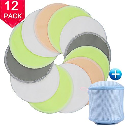 Washable Nursing Bra pad Reusable Breast Pad 12 PACK Leakproof Absorbent Natural Bamboo Breastfeeding Pads Ultra Soft and Perfect Fit in Bra