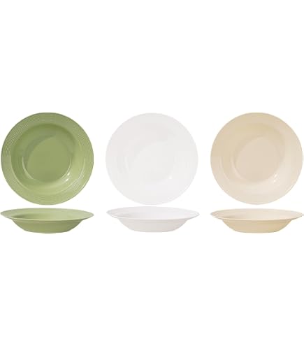 Lot De 6 Assiettes Creuses Carrées En Verre Opale - 23 X 23 Cm - Victionary Carbonara - Micro-ondable, Lave-vaisselle - Blanc