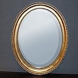 Ovaler Spiegel LEILA 37x47cm barock gold Wandspiegel Holzrahmen Flurspiegel