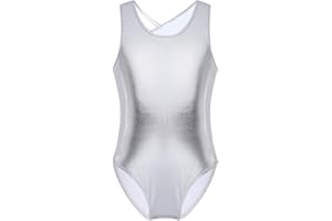 Freebily Maillot Brillante de Danza para Niña Maillot sin Manga de Gimnasia Rítmica Body Metálico de Ballet Traje de Baile Niña 5-14 Años