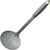 Fackelmann Soft Nylon Frying Skimmer with Non-Slip Handle, Suitable for Frying Pans and Pots with Non-Stick Coating, Grey and