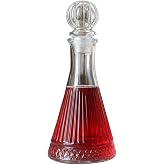 Crystal Patterned Glass Jug &ndash; Clear Carafe with Lid, Water, Wine, Liquor and Soft Drink Presentation Bottle, Elegant Table Decor