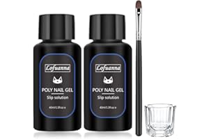 Lofuanna PolyGel Slip Solution 80ML-Kit profesional de solución deslizante de poligel para gel extensor, gel constructor, puntas de uñas UV/LED, solución líquida con cepillo de uñas y vidrio acrílico