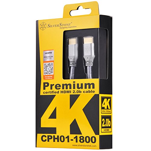 SilverStone SST-CPH01C-1800 – Premium Zertifiziertes 4K Ultra High Speed HDMI 2.0b Kabel, 180cm, kohle-grau - 9