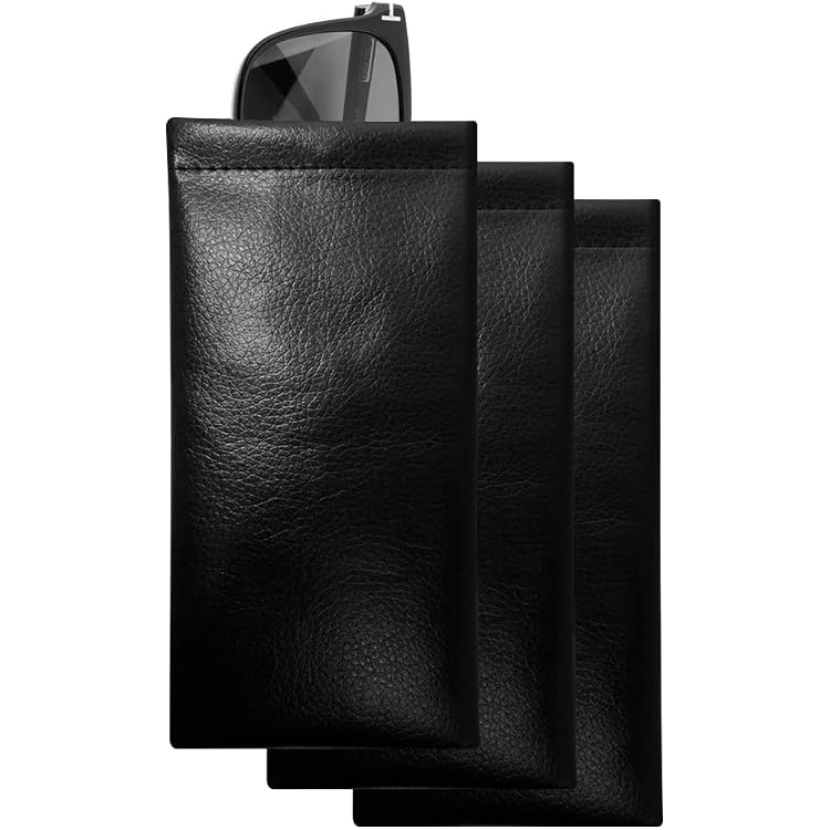 UEPOA Lot de 4 Étui à Lunettes Souple, Etui Lunettes de Soleil Cuir Portable Noir Boîte Sac Lunettes de Soleil Clips-on pour Hommes et Femmes Extérieur Voyage Sport
