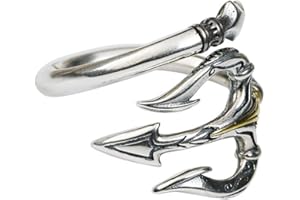 Auriselle Uomo Anello Vichingo Regolabile con Motivo Tridente, Gioielli Aperti Retro Punk Hip Hop Gotico, Unisex Vintage Compleanno Natale Pasqua Regalo per Uomini Ragazzi Signore