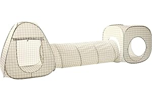 3 Sprouts Zestaw namiotów i tuneli - tunel dla dzieci - idealny do zabawy w pomieszczeniach - Vichy - Beżowy