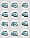 Produktbild 12 VW Campingbus blau Reispapier Märchen/Törtchen 40mm Toppers vorgestanzt Dekoration