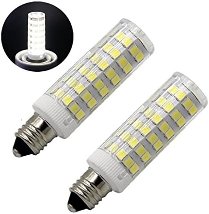 Reusious E11 LED Light Bulb 5W , 60W 120v/130v Halogen Bulbs Equivalent Mini Candelabra jd E11 Base T3/T4 LED Bulb dimmable for Ceiling Fan, Indoor Lighting-2packs (Daylight White 6000K)