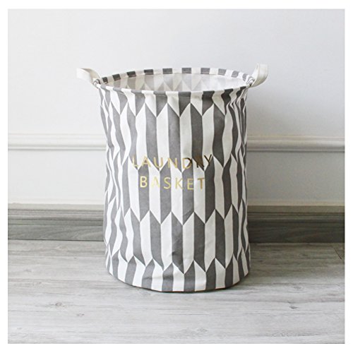 Inwagui Wäschekorb Baumwolle Folding Wäschekorb Wäschesack Ablagekorb Wäscherei Storage Basket Einfach Wäscheeimer-Grau - 2