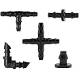 Kalolary Irrigation Fittings Kit, Drip Irrigation Barbed Connectors for 1/4-Inch Tubing Flower Pot Vegetable Garden Lawn Water Hose Connectors