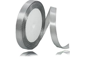 ZSYIULIA 10mm Silver Gray Ribbon for Gift Wrapping 22m, Silver Christmas Ribbons Thin Fabric Satin Ribbon for Present Wrapping Ribbons Christmas Florist Bouquet Cake Hair Bow Crafting Wedding Car Decoration