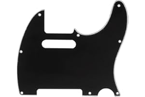 Musiclily Pro 8 Fori Battipenna Tele Pickguard per JPN Made Fender Japan Telecaster, 3 strati Nero