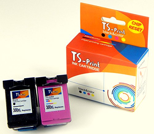 TS-Print® Tintenpatronen kompatibel zu HP 300XL bk + 300XL c / 2er Set / 1x ~600 Seiten schwarz black und 1x ~500 Seiten farbig color mit Füllstandanzeige