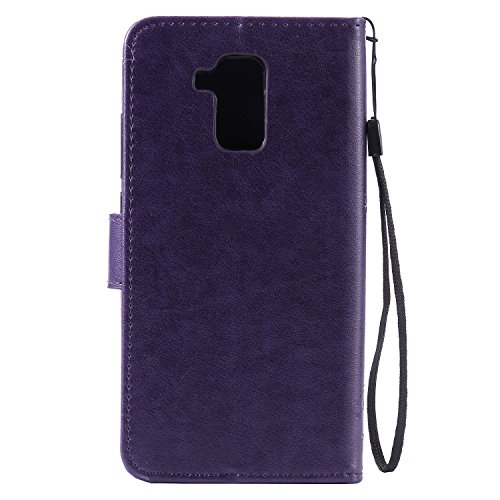 Cozy Hut Mehrfarbige PU Leder Klappe Tasche Schutz Hülle für Huawei Honor 5C in Ölmalerei Stil Colorful Painting Flip Case KunstLedertasche Etui Schutz Hülle Handytasche mit Standfunktion Kartenfächern(Katzen und Baum) – lila - 2