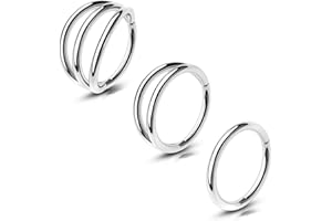 OUFER Body Piercing 3pcs Helix Piercing Ring Hoop 16G Tragus Earring 316L Stainless Lip Labret Ring Rook Snug Conch Septum Piercing Jewellery