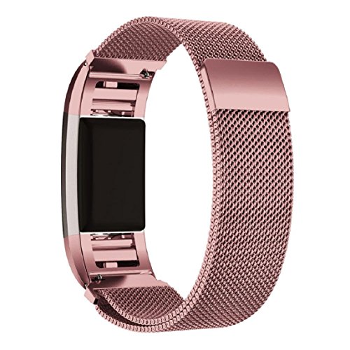Fitbit Charge 2 Armband, OverDose Milanese Edelstahl Uhrenarmband-Bügel-Armband + HD Film für Fitbit Charge 2 - 2