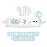 Sleepy Bio Natural Yenidoğan Islak Bebek Bakım Havlusu 6X40 (240 Yaprak)