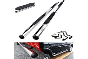 RZG Polished Chrome Stainless Steel Side Step Skirt Rail Protection Guard Bar Running Board Kit For 2005-15 Mits L200 Triton