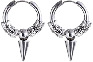 Clyhon Orecchini a Cerchio Acciaio Inossidabile Medico Vintage Cartilagine Traforata Gioielli Orecchini a Cerchio Adatto Retro Huggie Hoop per Uomini e Donne Orecchini Punk Hip Hop Argento Anallergico